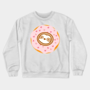 Cute Heart Sprinkle Donut Sloth Crewneck Sweatshirt